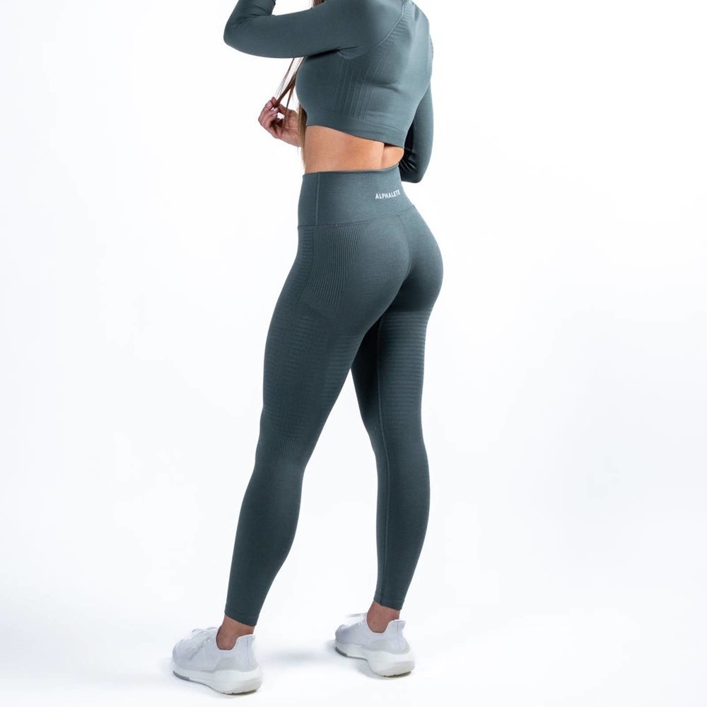 Alphalete Green/Gray High Waist Athletic Skinny Leggings